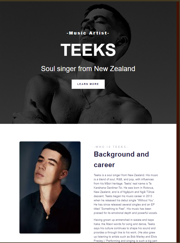 Music Artist Page